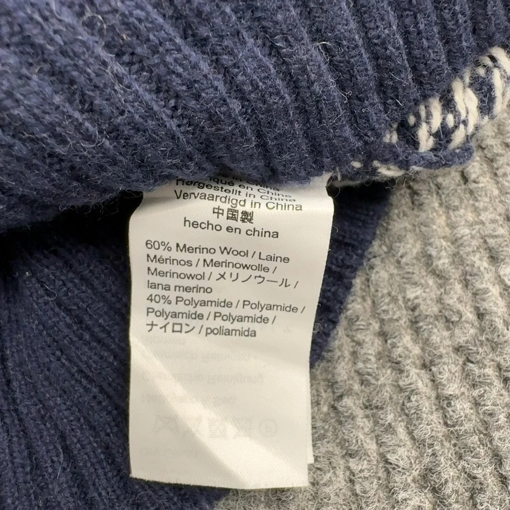 J Crew Sweater Mens M Blue Merino Wool Birdseye‎ Quarter Zip Mock Neck Classic